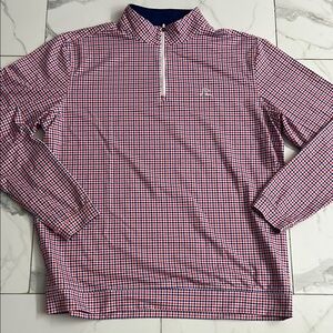 Rhoback Red White and Blue plaid 1/4 zip.
